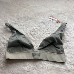 SKIMS Cotton Rib Plunge Bralette Mineral Green BR-PLG-0037 Womens Size Small NWT
